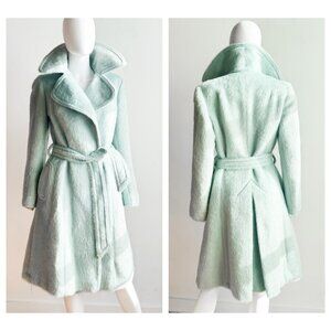 Vintage Wilsons Pastel Blue Mohair Belted Coat S/M